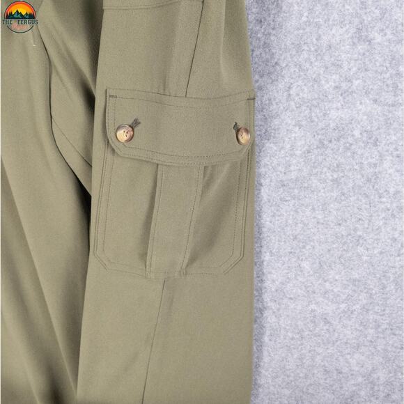 Express Ankle Pants Green Flat Front High-Rise Cargo Pockets Women's Size 12R - Picture 13 of 15